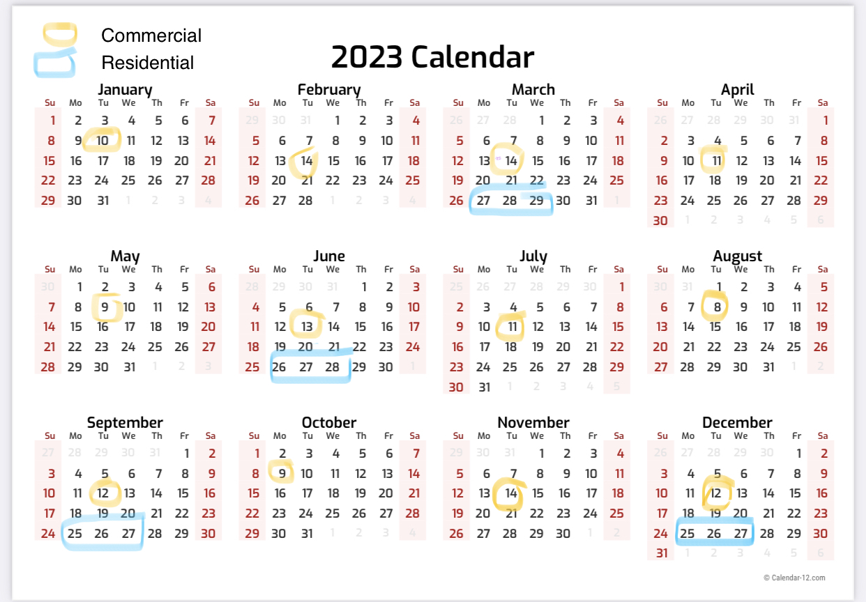 Portola Valley 2023 Schedule 